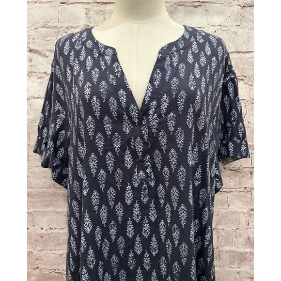 a.n.a. A New Approach Womens XXL Shift Dress Nicki Blue Floral Short Sleeve NEW - Picture 2 of 5